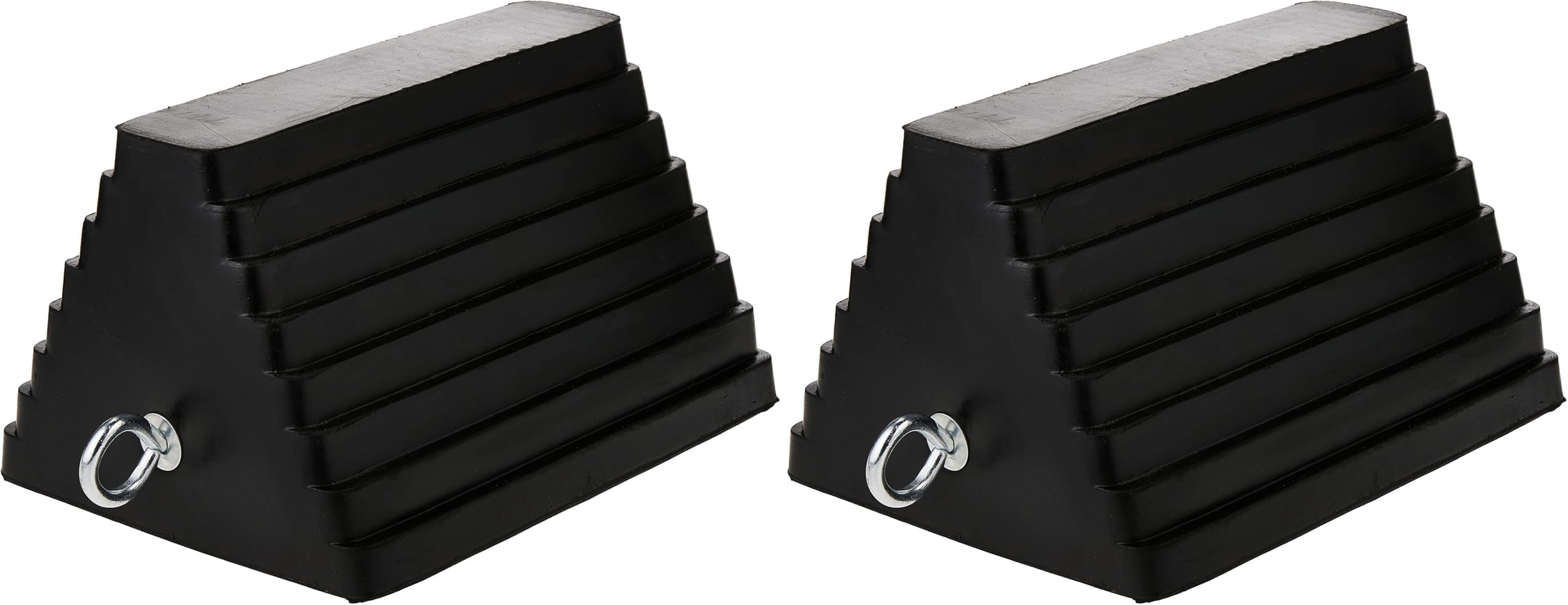 MaxxHaul 70073 Solid Rubber Heavy Duty Wheel Chock with Eyebolt (Pack of 2)