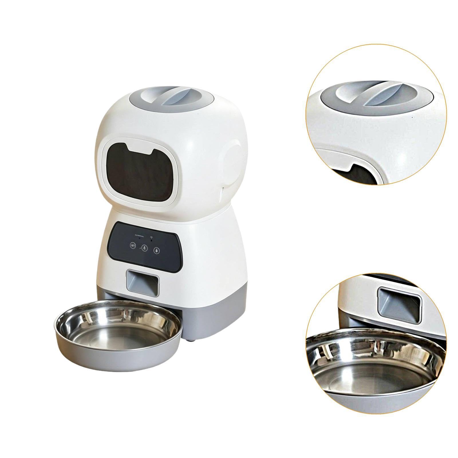 Distributore Automatico di Cibo per Animali Domestici, 4 Pasti, Grande capacità, Bianco, per Piccoli Animali E Cuccioli