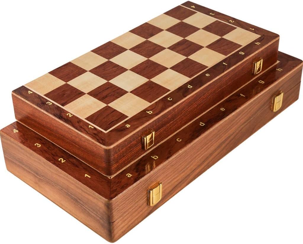 Traditional Games Chess Folding Chess Set Wood Standard Edition Chess with 2 Extra Queens Portable Travel Chess for Kids and Adults