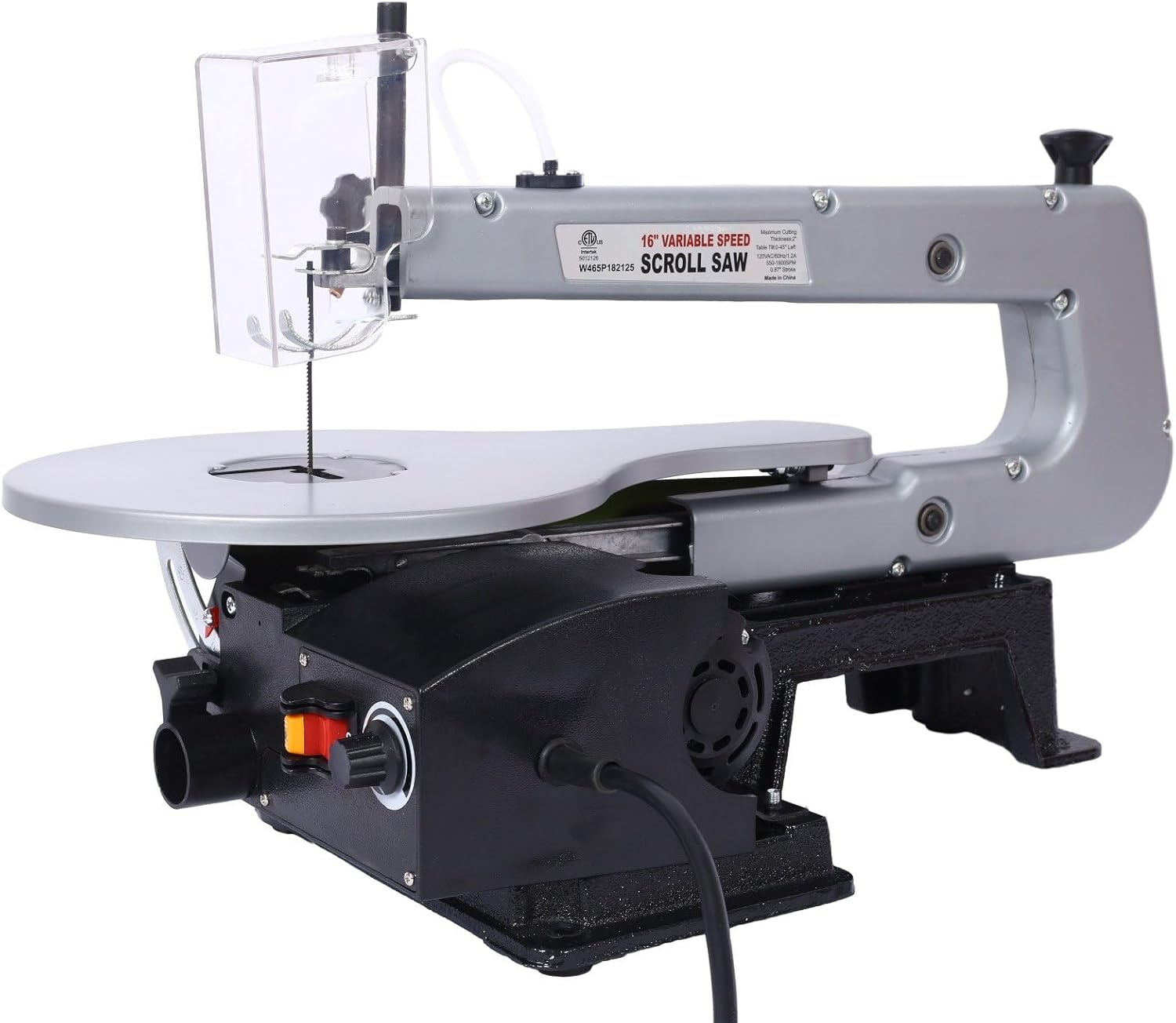 16-Inch Variable Speed Scroll Saw with Tilting Table - Precision Woodworking Tool for Intricate Cuts, Green