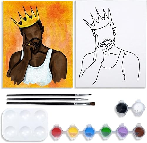 Nuberlic Kit de pintura en lienzo predibujado para pintura para adultos, pintura y sorbo recuerdos de fiesta de 8 x 10 pulgadas, lienzo estirado con