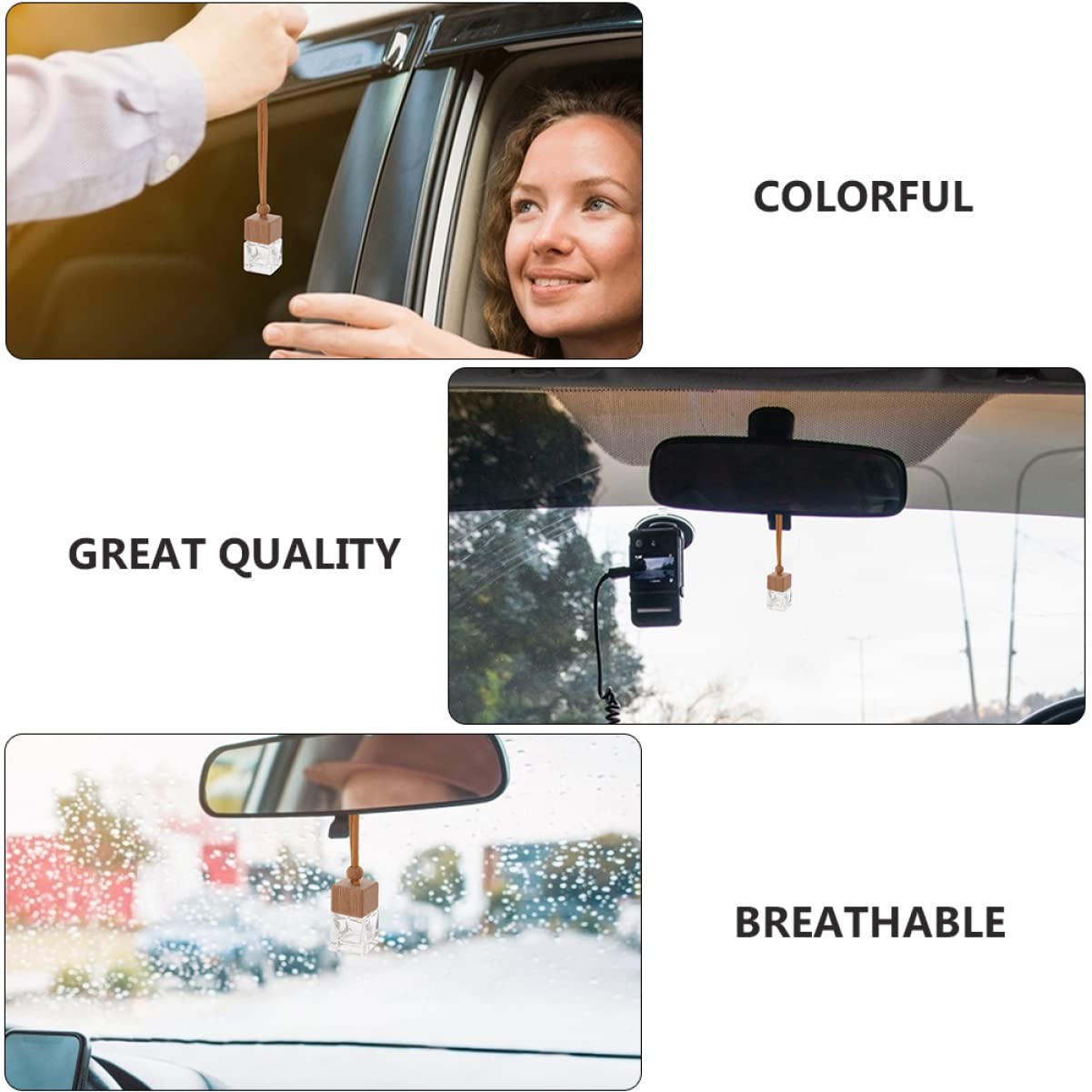 Anneome 12stücke Teiliges Auto Duftpendel Nachfüllbare Parfümflasche Buchenholzdeckel Elegante Autodekoration Für Frische Düfte Im Fahrzeug Büro Und Zuhause