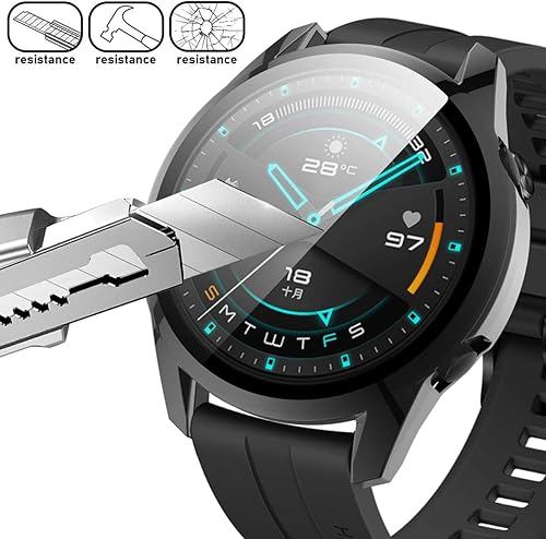 Miniatura 2 de Funda compatible con Huawei Watch GT 2 1.811in protector de pantalla, a prueba de golpes, TPU protector de parachoques para reloj GT2 (Negro, reloj