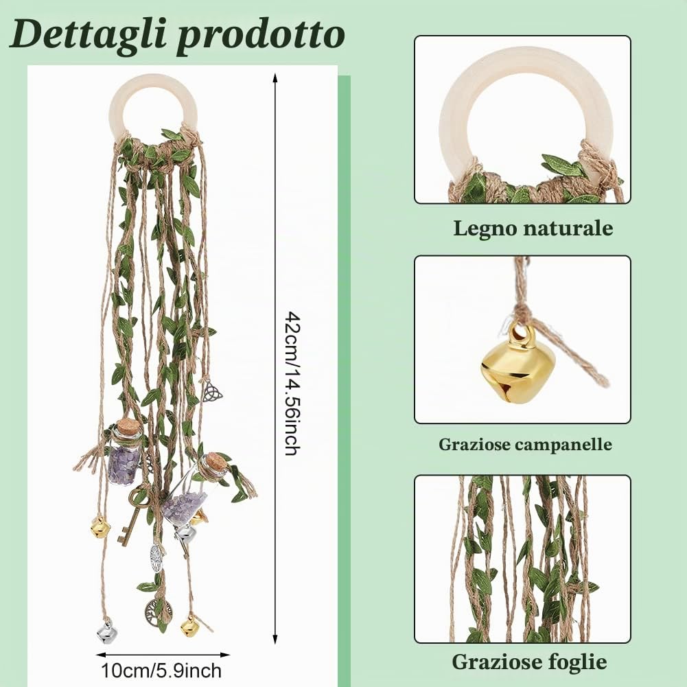 FREEBLOSS 3 Set Campane delle Streghe, Campane delle Streghe Ciondolo di Protezione per Porta Campanelli Eolici per Esterno Portico, Giardino, Decorazione della Finestra