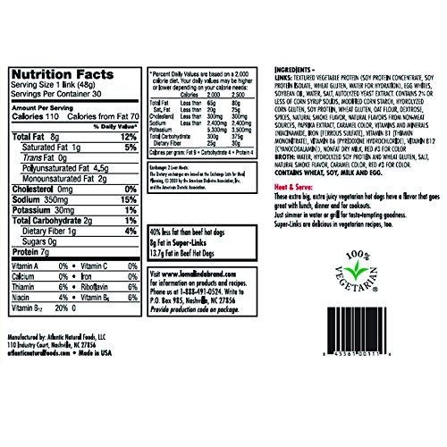 Loma Linda Vegetarian Super Links, 96 Ounce