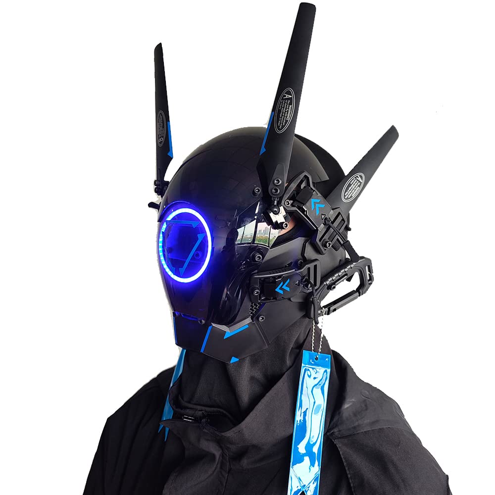 KYEDAYPunk Mask Cosplay for Men and Women, LED Round Light Mask Cosplay Halloween Fit Party Music Festival Accessories