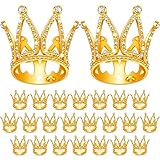 24 Pcs Crown Cake Topper Mini Baby Crown Tiny Queen Crown Small Princess Headpiece Cake Decoration for Women Lady Girl Bridal Wedding Royal Themed Baby Shower Decor Birthday Party (Gold)