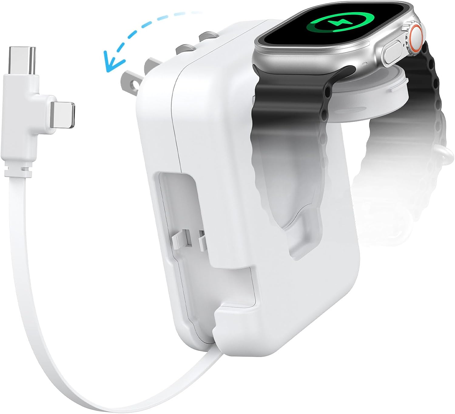 36W 3 in 1 Retractable Charger, Fast Charging Block with Built-in iWatch Charger Stand, Portable Travel Wall Charger for iPhone 17/16/15/14/13/12/11, for Apple Watch, Air Pods, iPad, Home Office Use