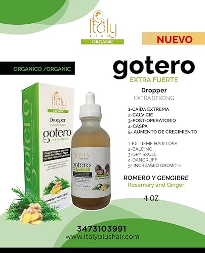 Miniatura 3 de Italy Plus - Gotero extra fuerte de romero y jengibre para pérdida de cabello con champú rico en nutrientes