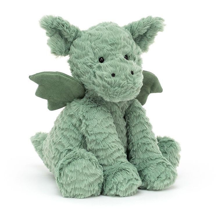 Jellycat Fuddlewuddle Dragon Medium - L: 8 cm x l: 10 cm x h: 23 cm, Green