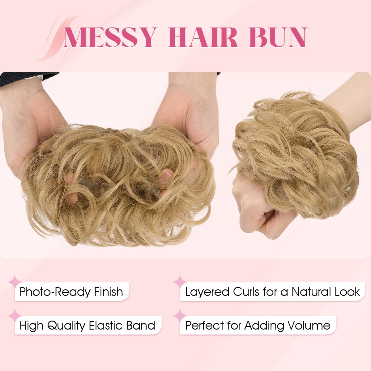 SEGO Pro Faux Messy Hair Bun Scrunchie Hair Piece for Women Synthetic Curly Bun Wig Hairpiece Updo Ponytail Extension - Image 3
