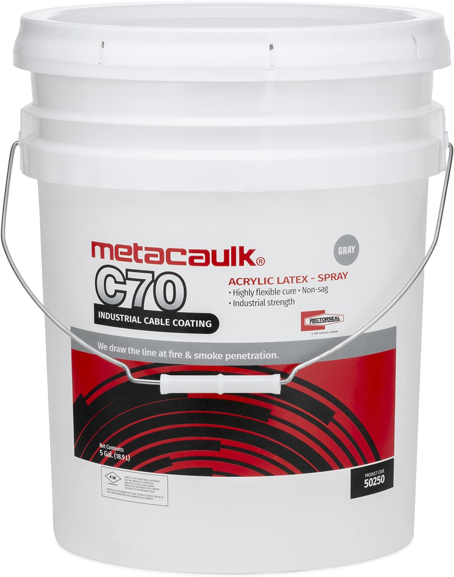 RectorSeal Metacaulk C70 50250 Industrial Cable Coating, Ready-to-Use, Firestop, 5 Gal.