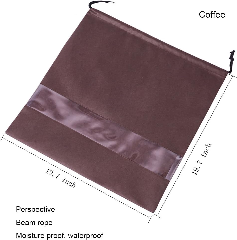 2 PCS Purse Bags for Storage Perspective Window Storage Bag Non-Woven Breathable Drawstring Pouch Handbag Dust Bags (Windows-Coffee)