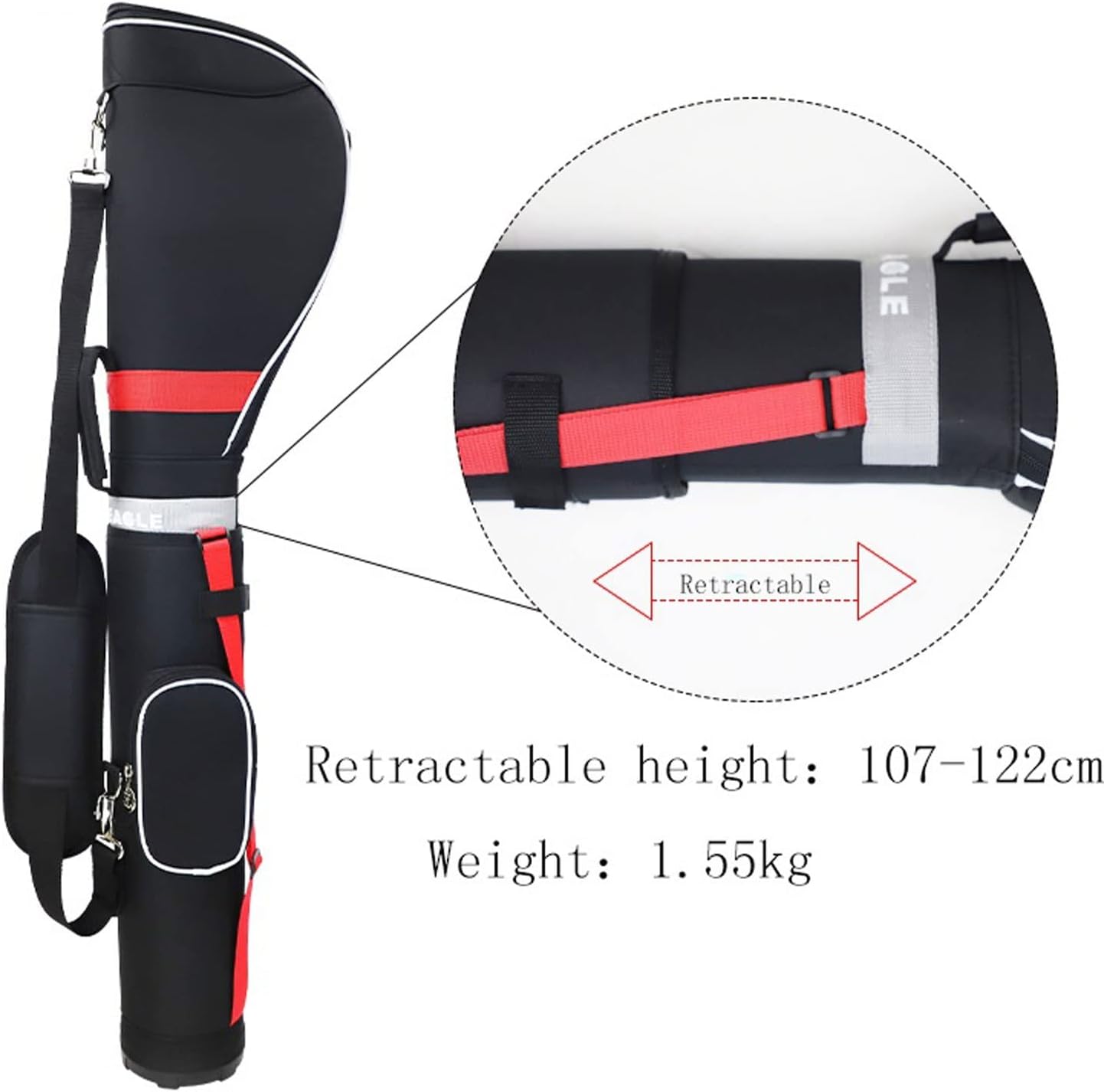Golf Club Bags, Golf Gun Bag Retractable Height Contain Half Set Golf Clubs Nylon Golf Stand Bags Travel Bag (Color : Red)