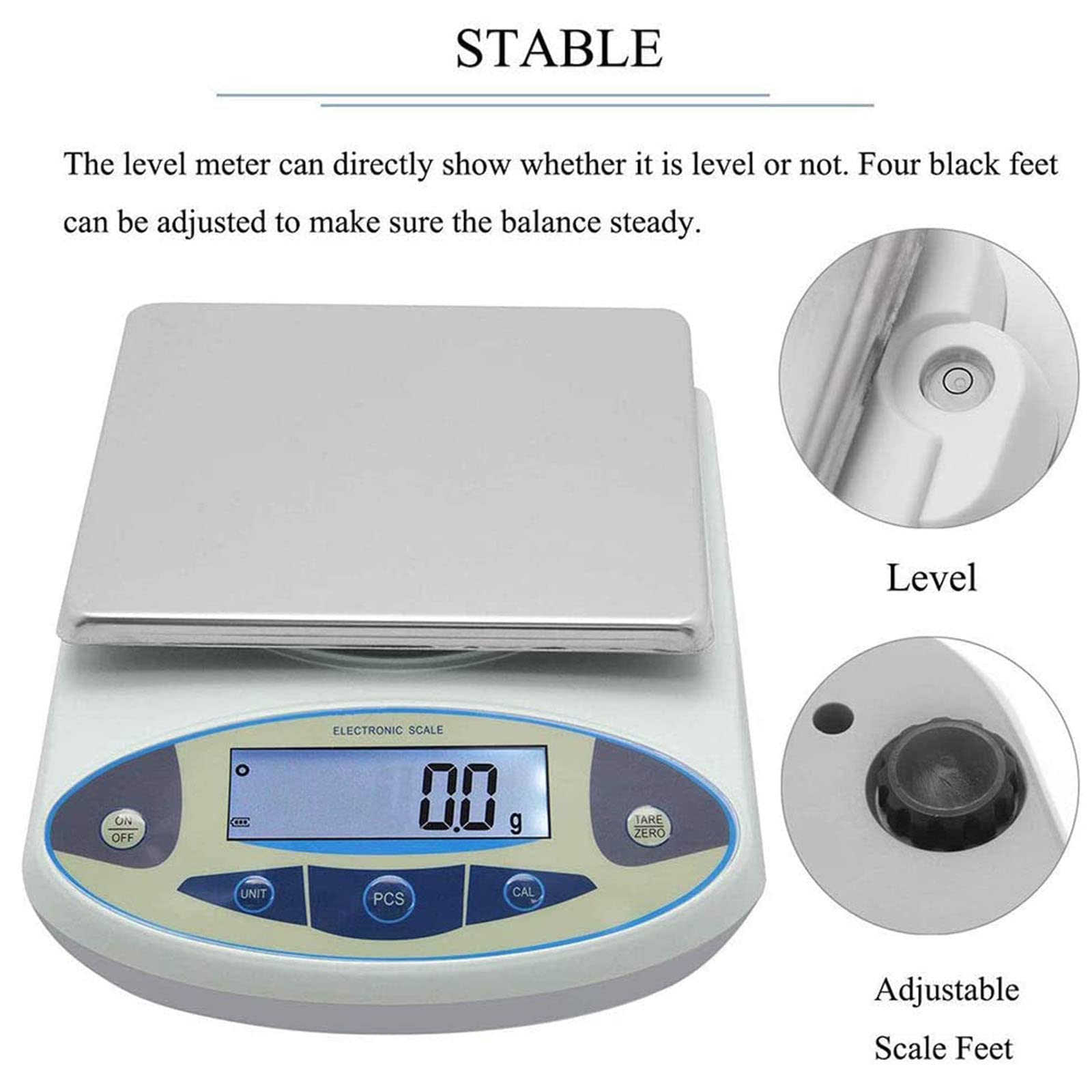 Bilancia Digitale da Laboratorio 30 kg x 0,1 g, Bilancia Elettronica analitica di precisione, Bilancia Industriale da Cucina per Gioielli, Bilancia per pesatura