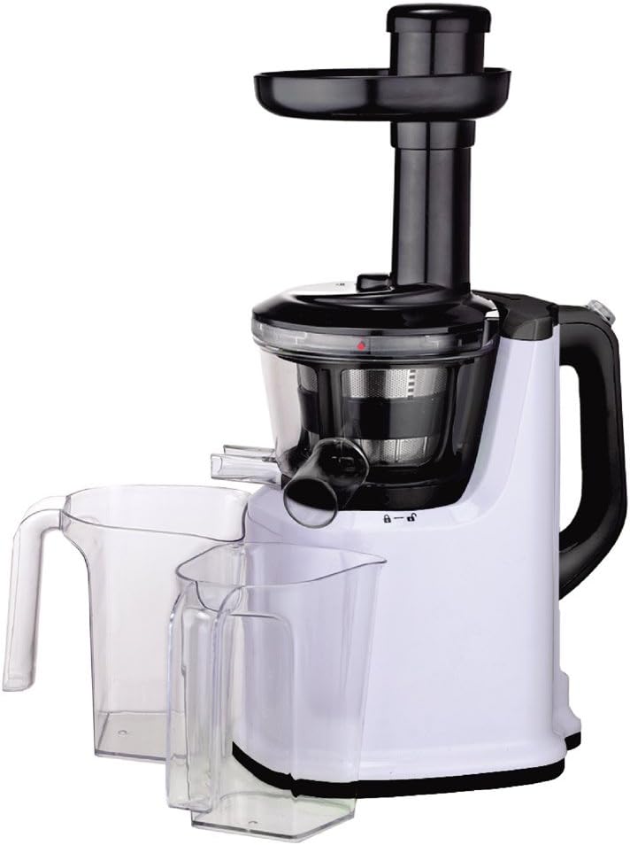Obreko Masticating Slow Juicer Low Speed of 65-85 Rpms 200-watt Fruit and Vegetable Juice Extractor Vertical Single Auger Household Low Speed Juicer High Juice Extracting Rate with Two Spouts and Two Containers