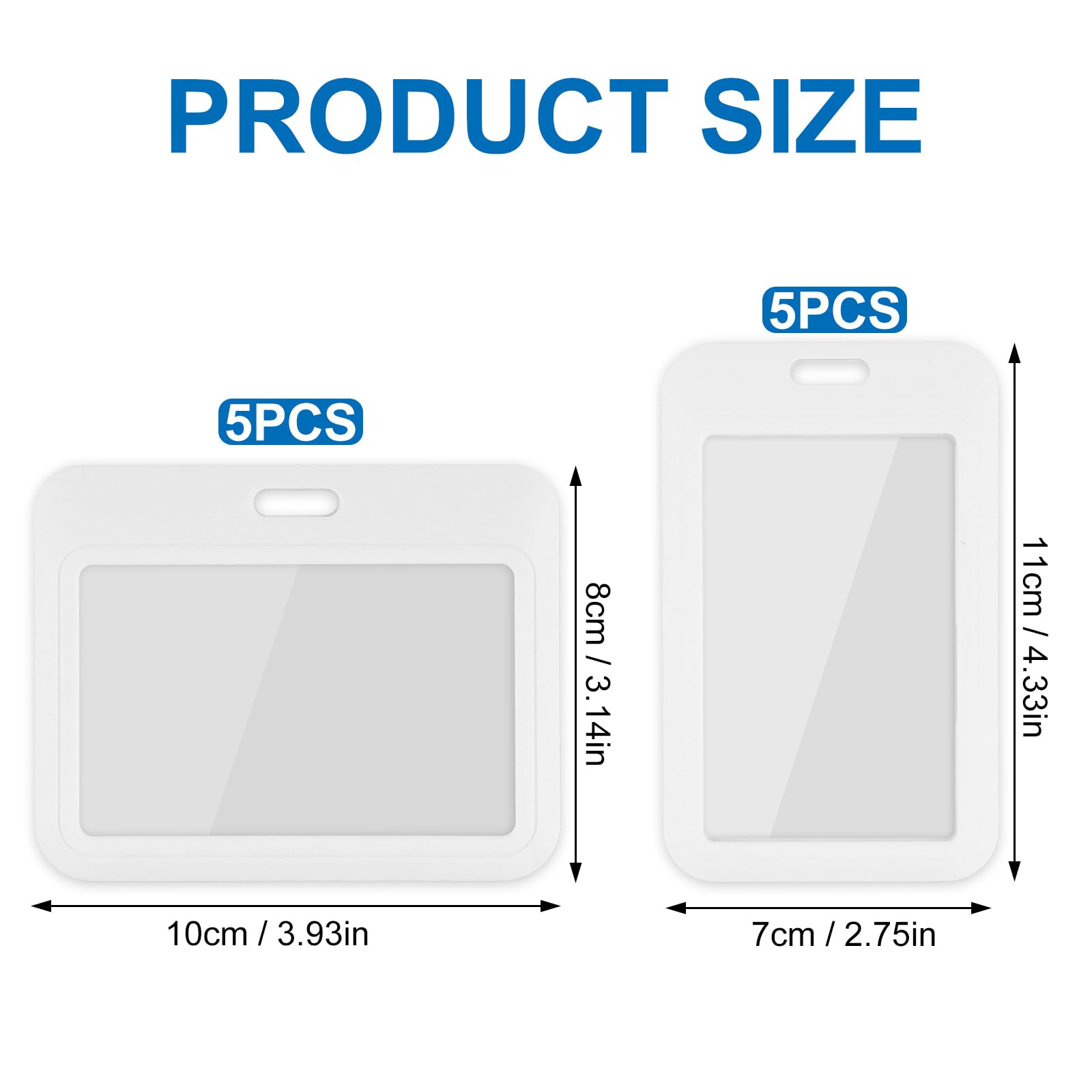 10Pcs Sliding ID Badge Holder, Plastic Card Case Protector Pouch, 5 Vertical + 5 Horizontal - Image 2
