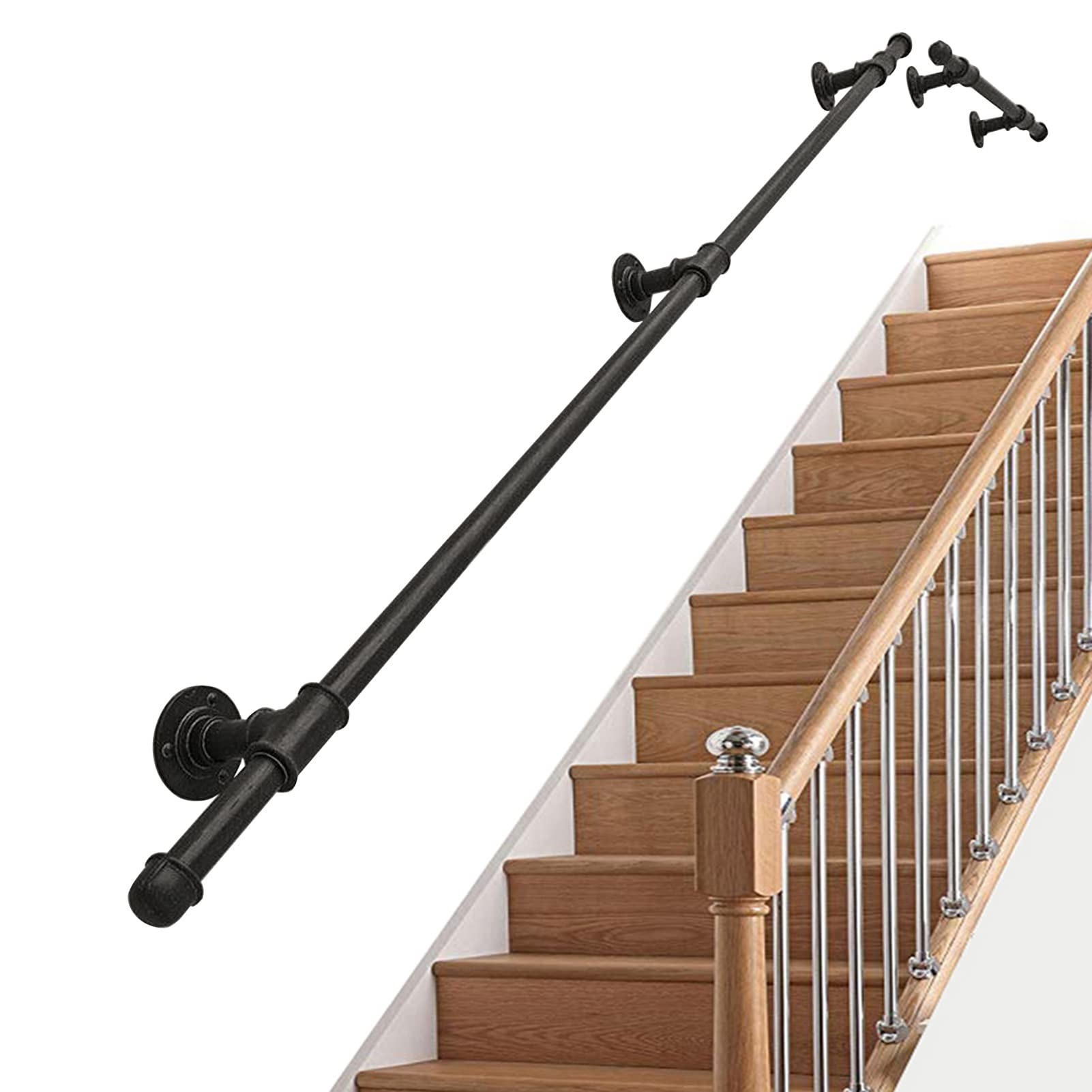 Rampe d'escalier murale sectionnelle de 1,5 m à 2 m pour marche intérieure