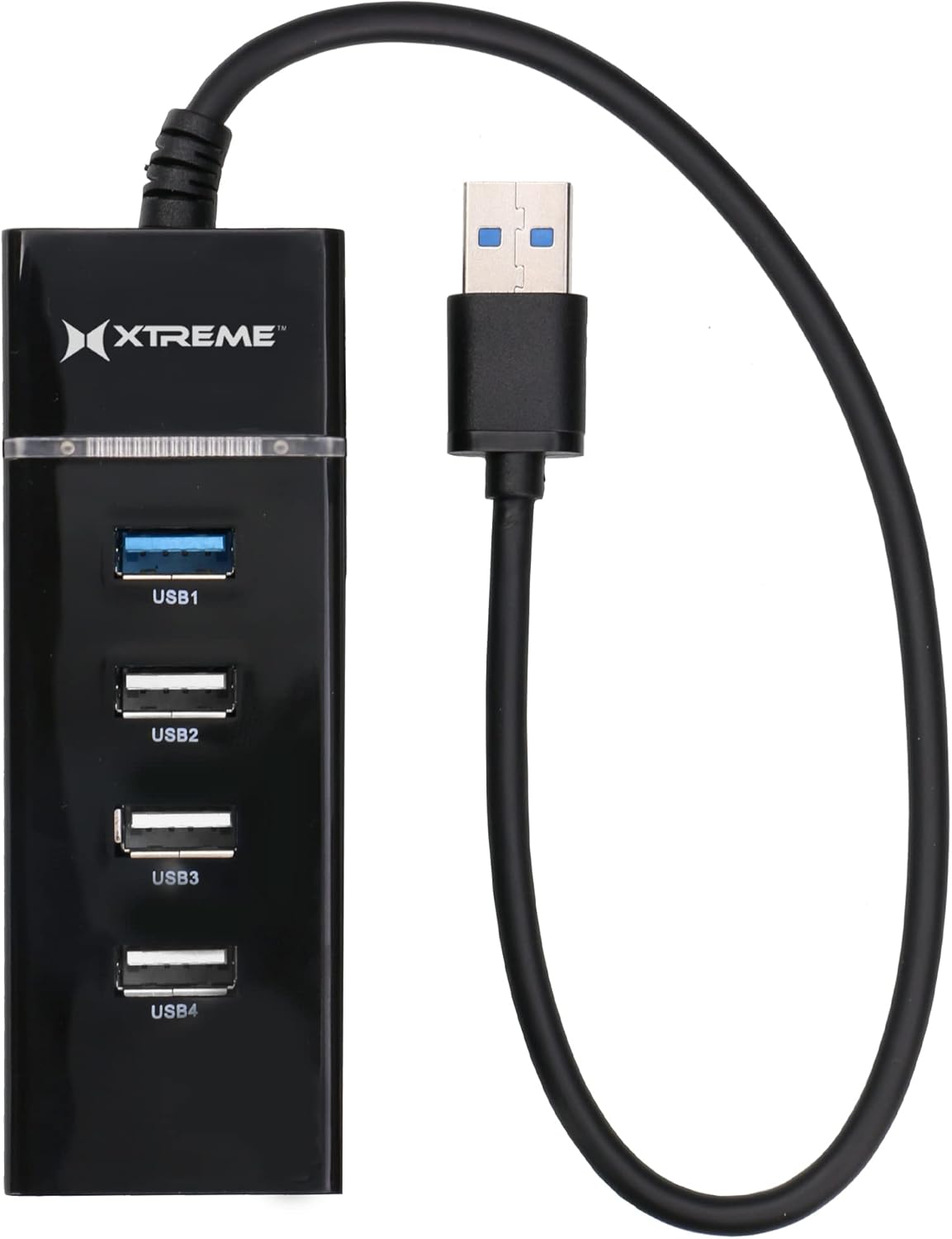 Xtreme 4-Port USB 3.0 High Speed Hub, Works with Laptops/Desktops, Supports All USB Devices: Wireless Mice, Smartphones, Tablets, Plug and Play Installation