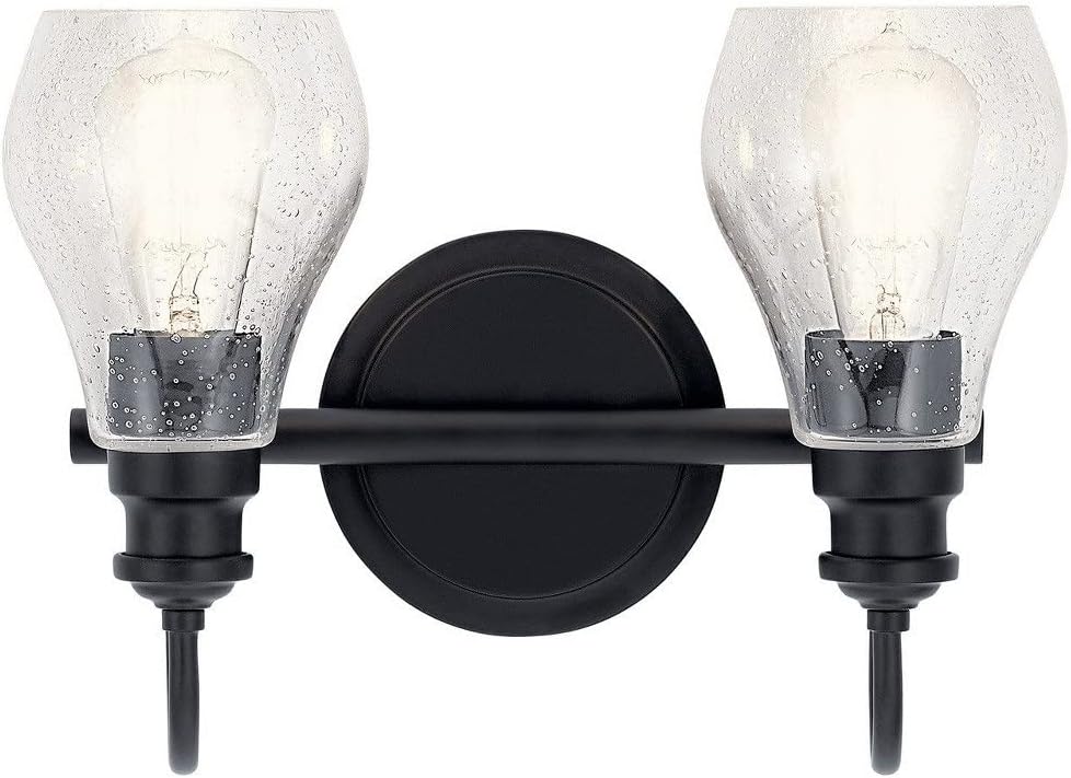 Kichler 45391BK Greenbrier Vanity, 2-Light 200 Total Watts, Black