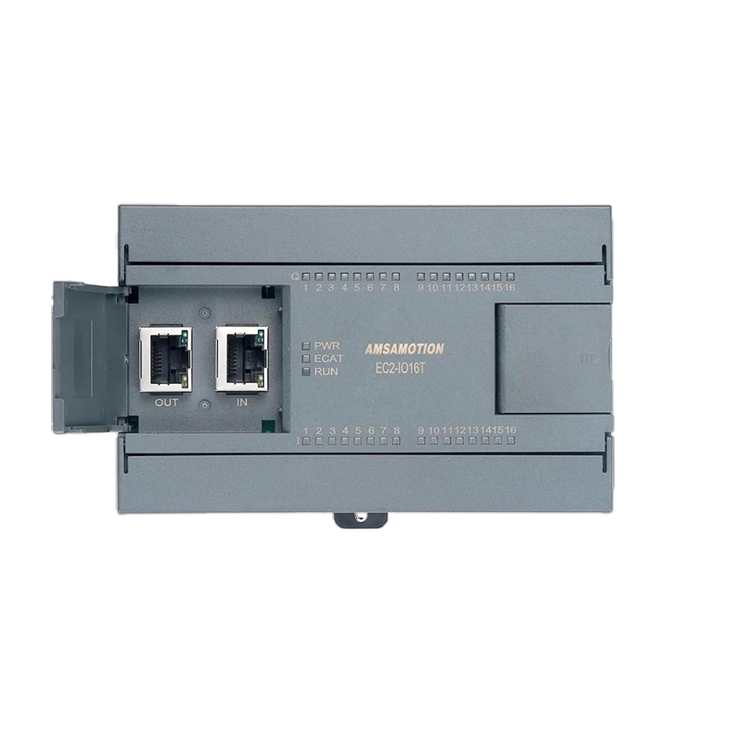 EtherCAT to Ethernet Remote IO Bus Module Digital 16I16O Analog 6I2O Relay Transistor EC2-IO16T EC2-IO16R 2 RJ45 Ethernet Port(EC2-IO16R)