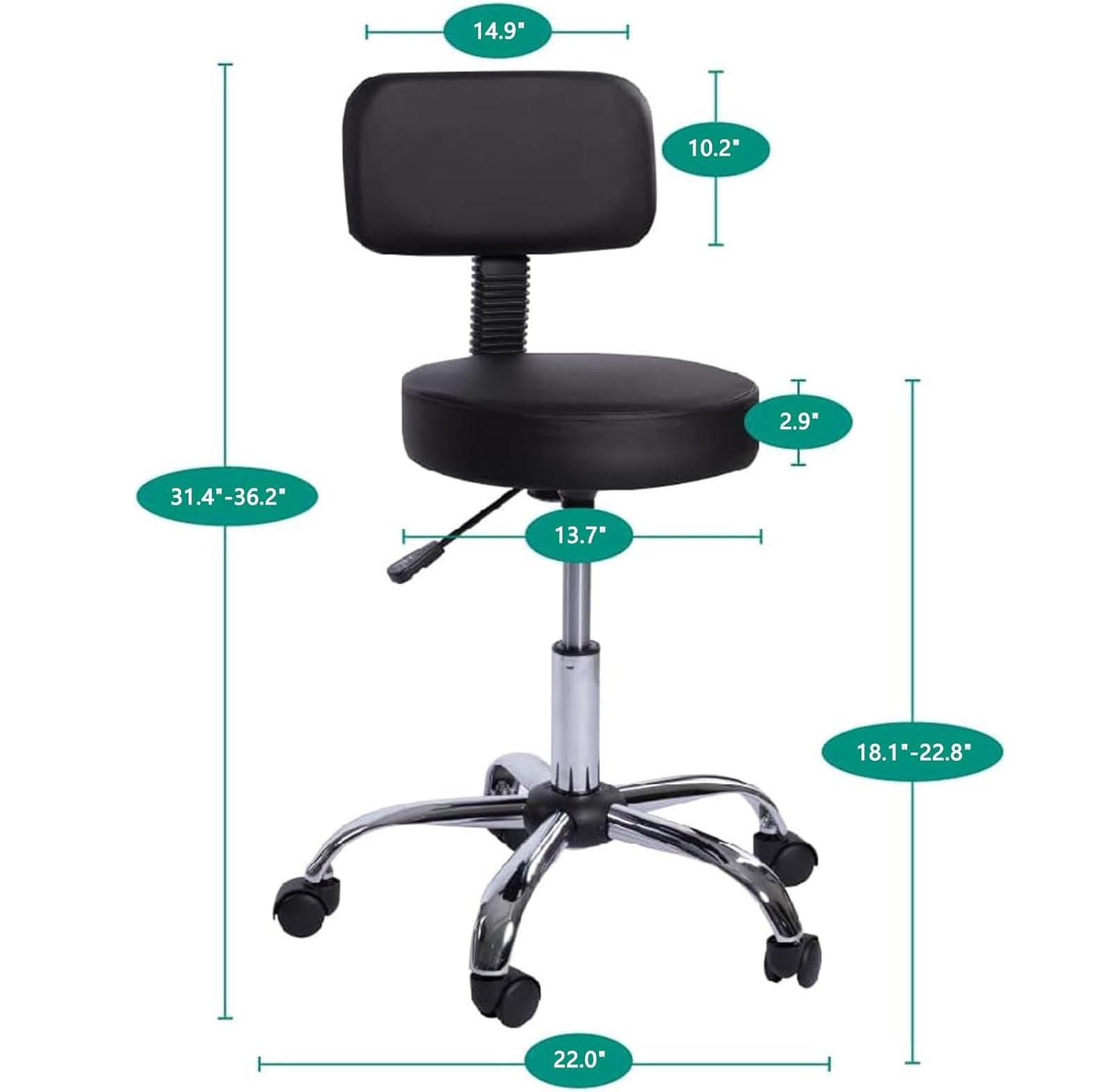 Sgabello girevole con ruote , sedia ergonomica girevole, sedia da disegno, sedia a sella regolabile in altezza con sollevamento pneumatico idraulico, per clinica parrucchiere laboratorio cucina casa u