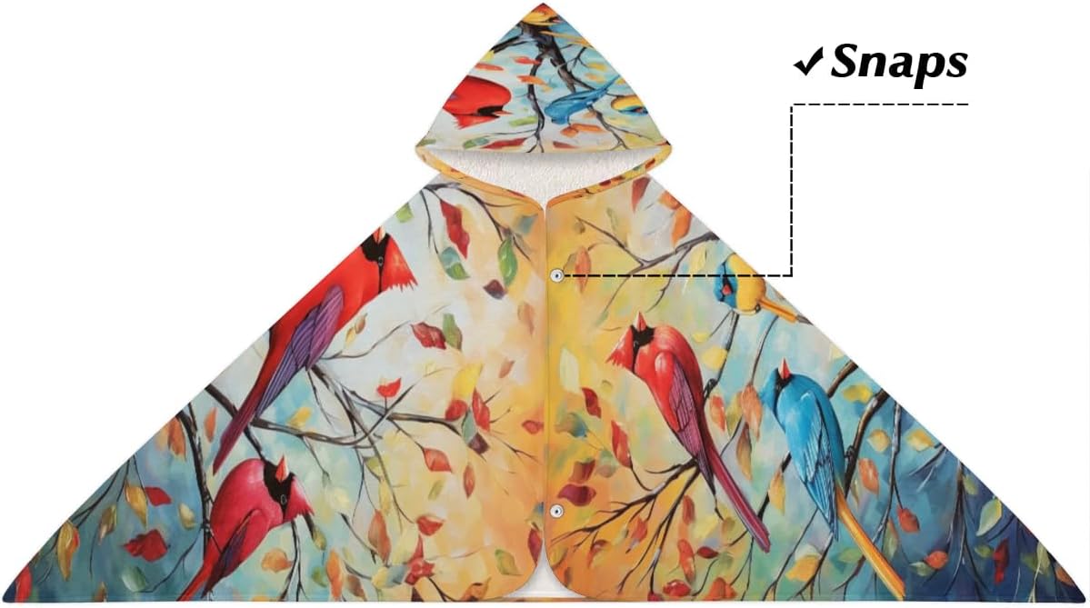 Pardick Kid Bath Towels Watercolor Birds Tree Kids Towel with Hood for Girls Boys Beach Towel Pool Cover Up Soft Absorbent Toddler Hooded Bath Towel for Shower, Beach, Pool