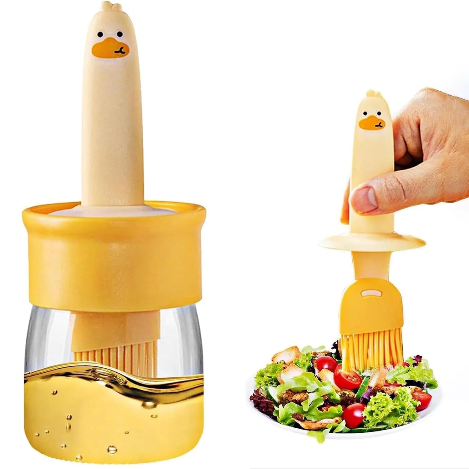 Plastic 2 in 1 Oil Dispenser Bottle with Silicone basting Brush (1 Set)-image-12