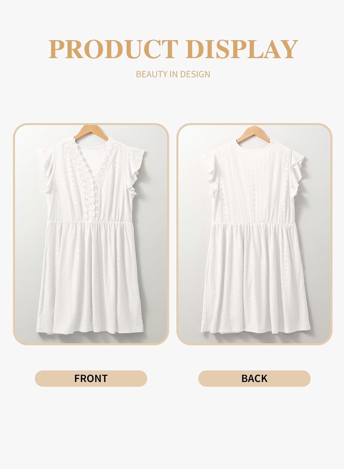 Eytino Plus Size Dresses for Women Summer Ruffle Cap Sleeve Lace V Neck Embroidery Eyelet A Line Dress(1X-5X) - Image 4