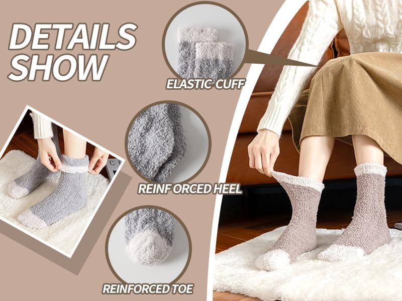 Fuzzy Socks For Women Warm & Cozy Gifts Winter fluffy Socks Womens Cozy Home Soft Sleeping Slipper Sock - Image 5