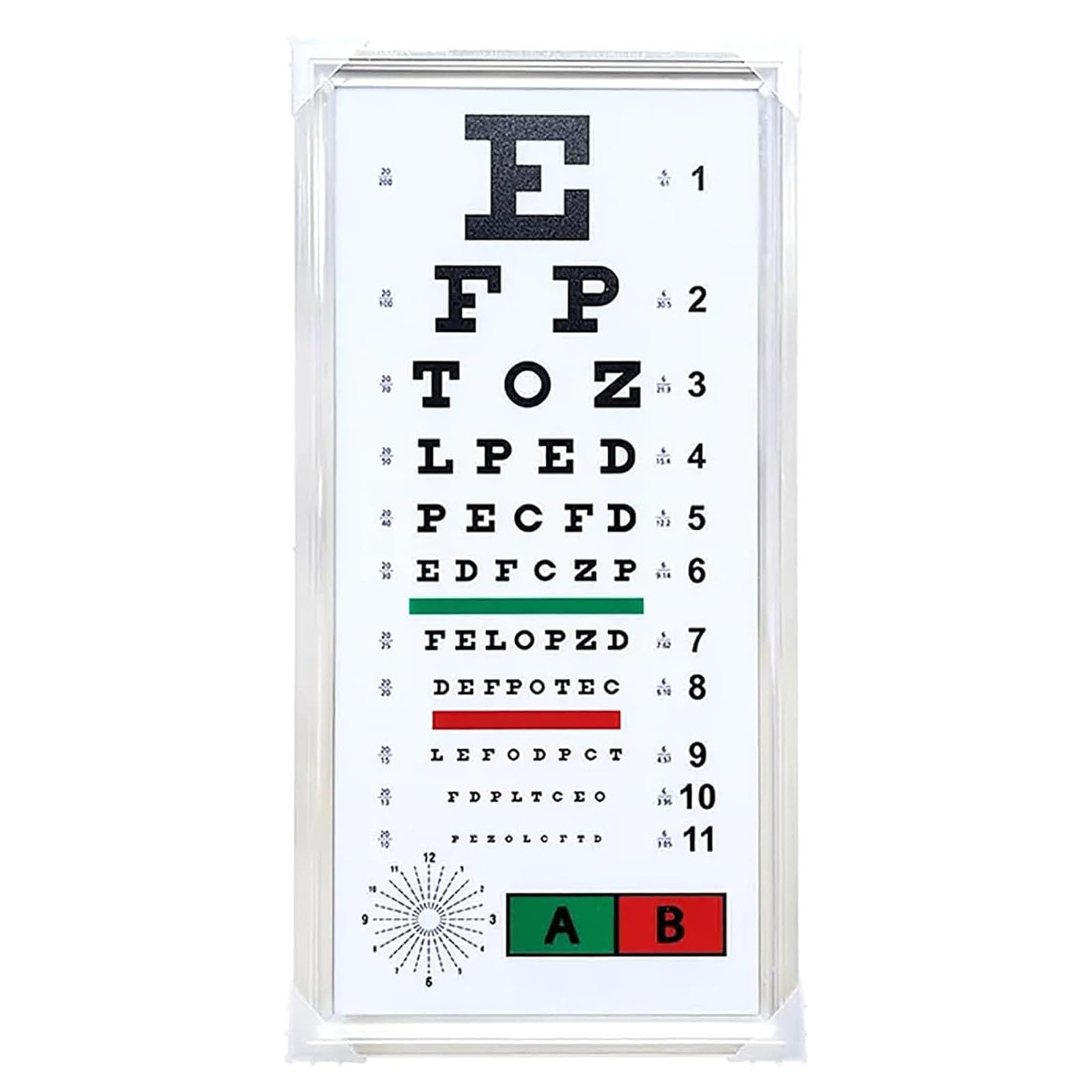Tableau d'acuité visuelle à LED, antireflet et résistant à la décoloration, avec repère de visée Rouge/Vert, Mesure de Distance 2,5/5 m, pour opticiens, cliniques et écoles.