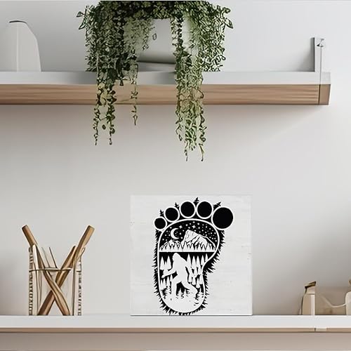 Miniatura 18 de Cartel de madera para acampar, decoración del hogar, letrero cuadrado de madera de aventura, decoración de escritorio, bloque de madera, placa