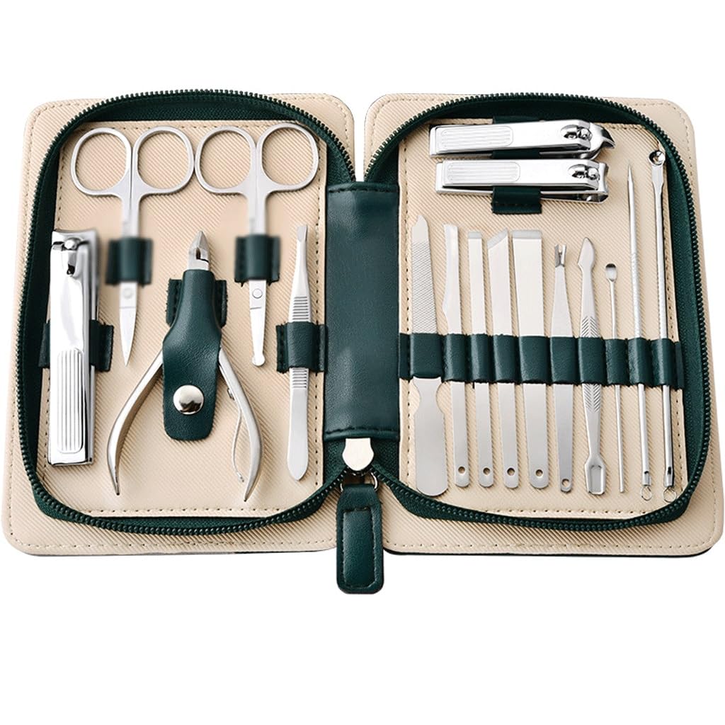 Stainless Steel Nail Clippers Pedicure Tools Nail Clippers Portable Set of 17 Pieces