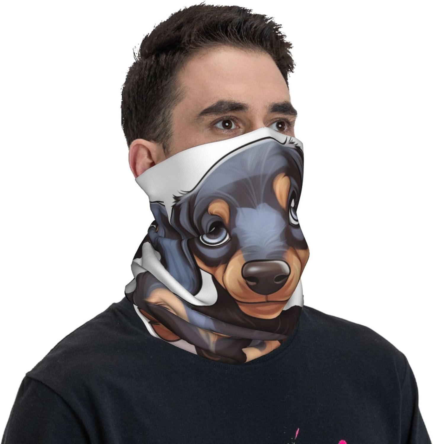 Cute Dachshund Neck Gaiter Warmer, Breathable Face Cover UV Protection Face Mask Wind-proof Ski Neck Scarf Elastic Balaclavas Hiking Bandana for Men Women, Christmas Gift