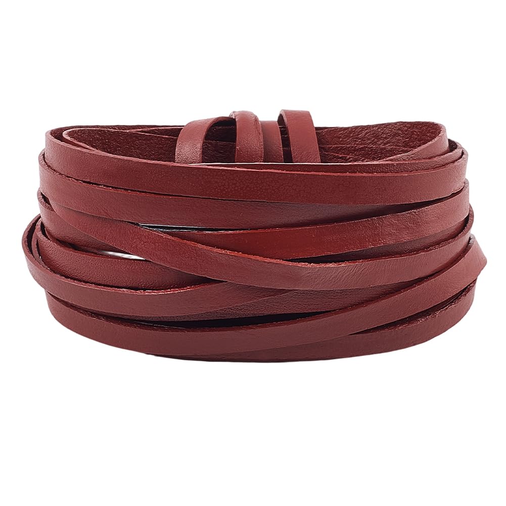 GORGECRAFT 5mx6mm Genuine Leather Strap Cord 1mm Thick Coconut Brown Flat Real Leather Strips String Full Grain Cowhide Braiding Thread Rope for Jewelry Making Braiding Bracelets Key Chains