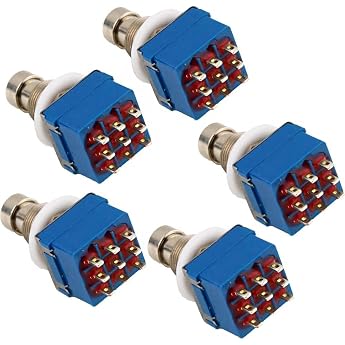 5pcs 9 Pin 3PDT Effector Button Brush Box True Bypass Guitar Effects Pedal Box Stomp Foot Metal Switch
