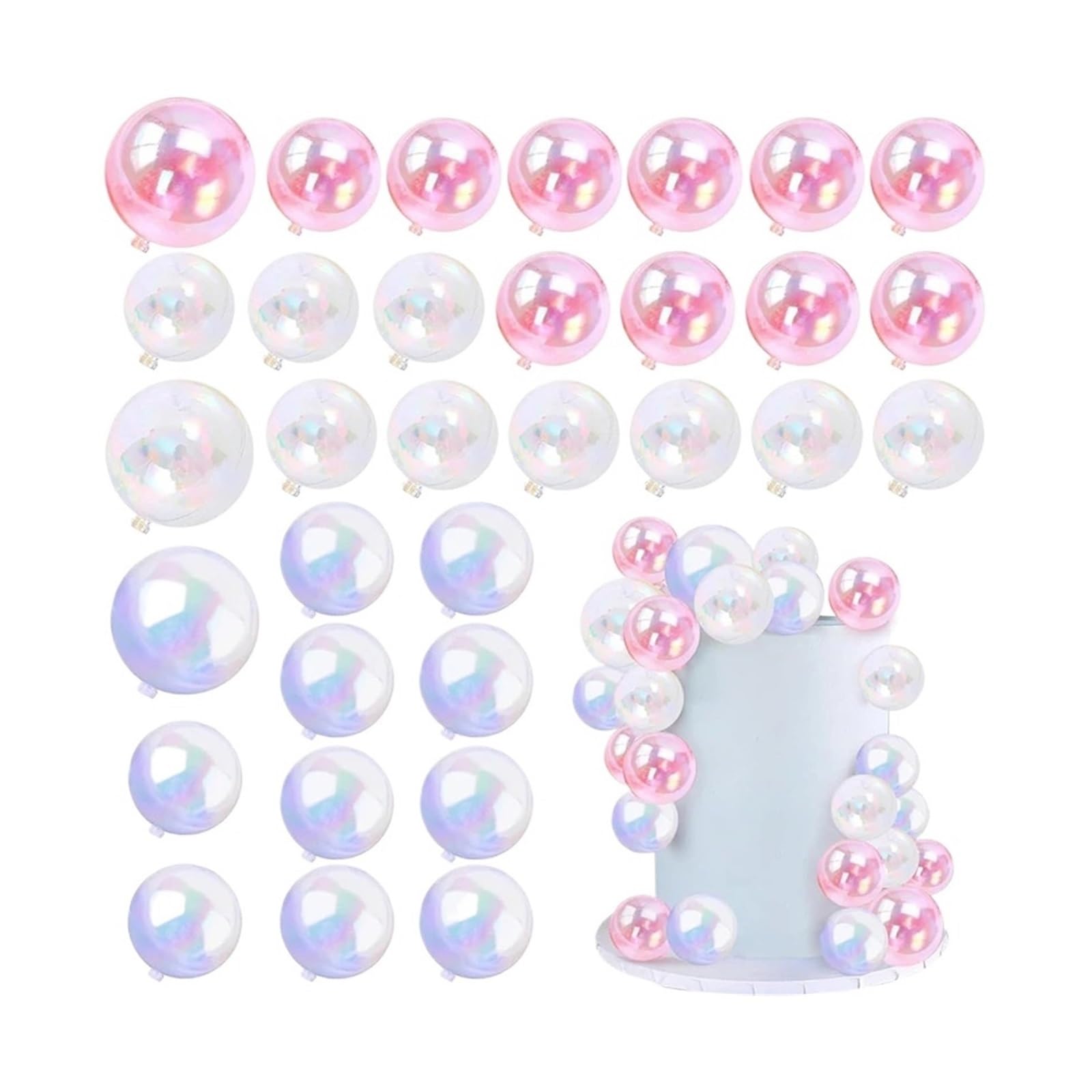 Lot de 100 mini ballons en mousse pour décoration de gâteau - Transparent, 5 cm