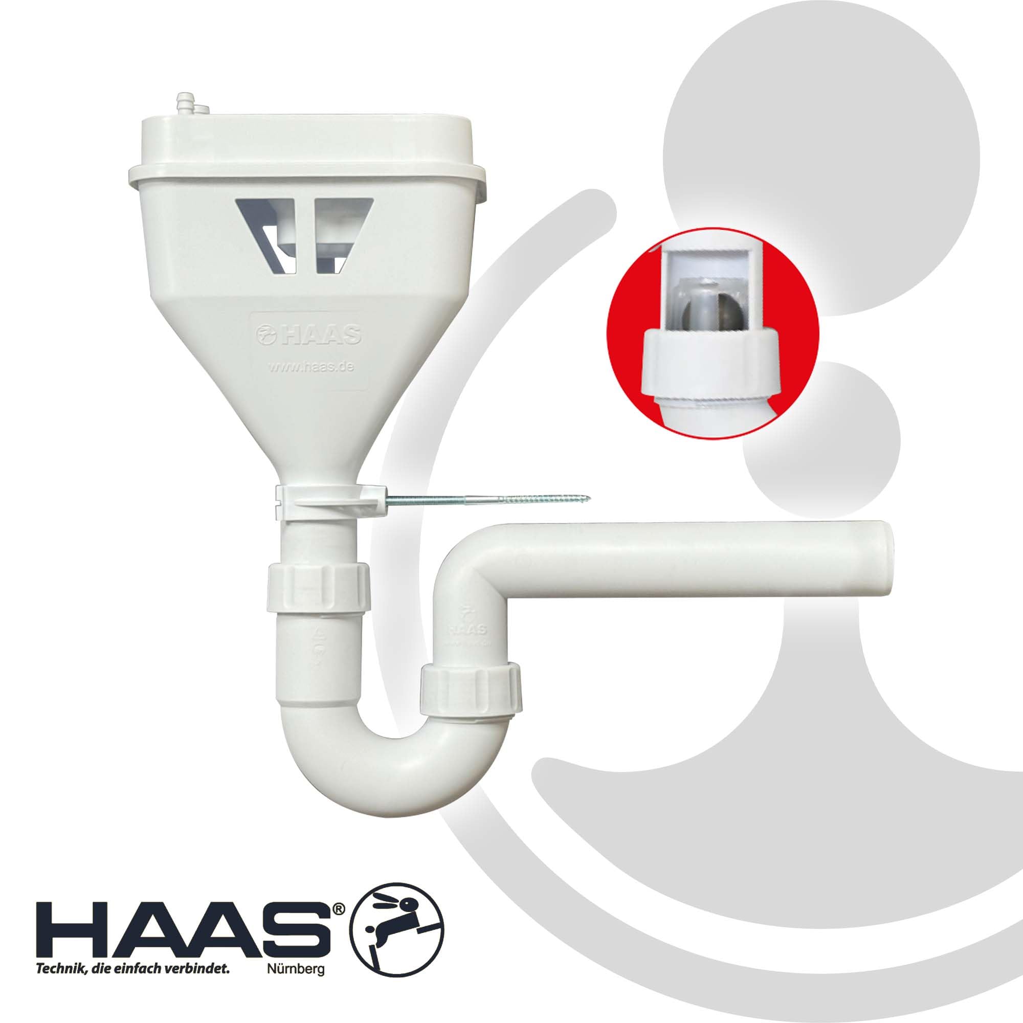 HAAS MULTITRI zamknięcie kulowe - syfon lejkowy DN 40, do zaworów/kondensatu/klimatyzacji/ogrzewania typ 6782