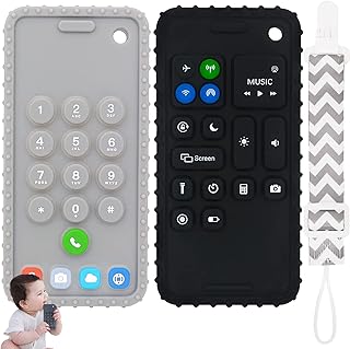 GOQELK Baby Teething Toys, Teething Toys for Babies 0-6-12-18 Months, Phone Teething for Babies, Teethers for Babies Boys Girls Baby Molar Teether Chew Toys Set | (Pack of 2)…