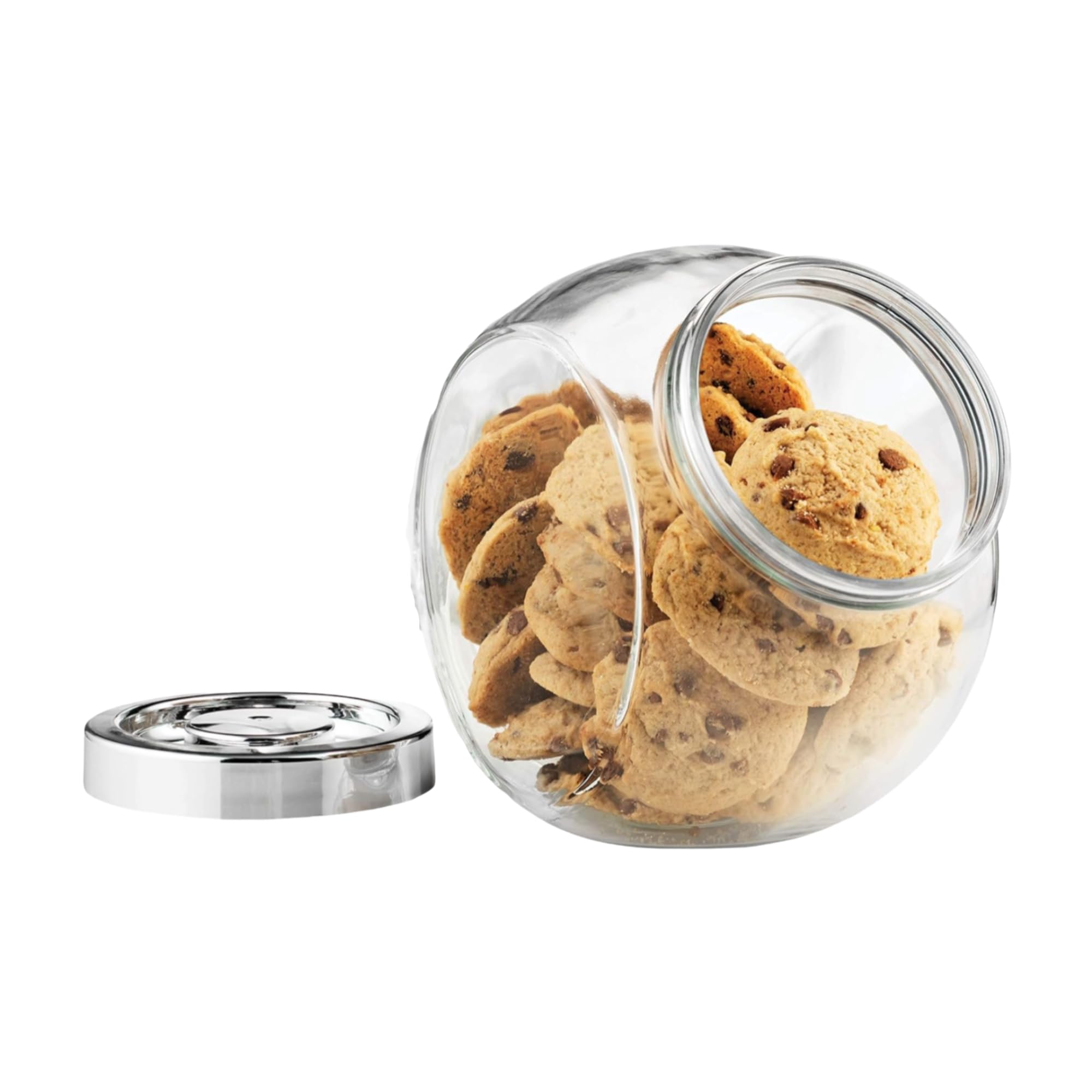 Pandora Glass Candy Jar 75½-Ounce Cookie Jar (2 Pack) with Plastic Airtight Seal Lid 2-Way Display, Bulk-Food Storage Jar for Snacks, Dry Food, Jelly Beans Canister, Apothecary Jars.