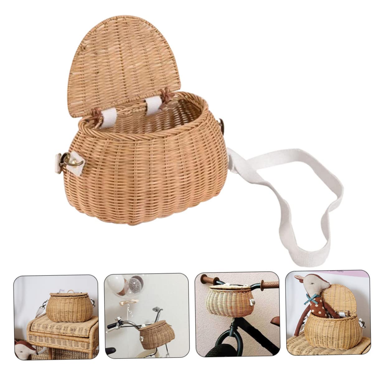 POPETPOP 2 Pièces Panier De Vélo Panier De Vélo pour Enfants Paniers De Rangement avec Couvercles Panier De Vélo avec Couvercle Panier De Vélo en Osier De Pique- Vélo Vélo pour