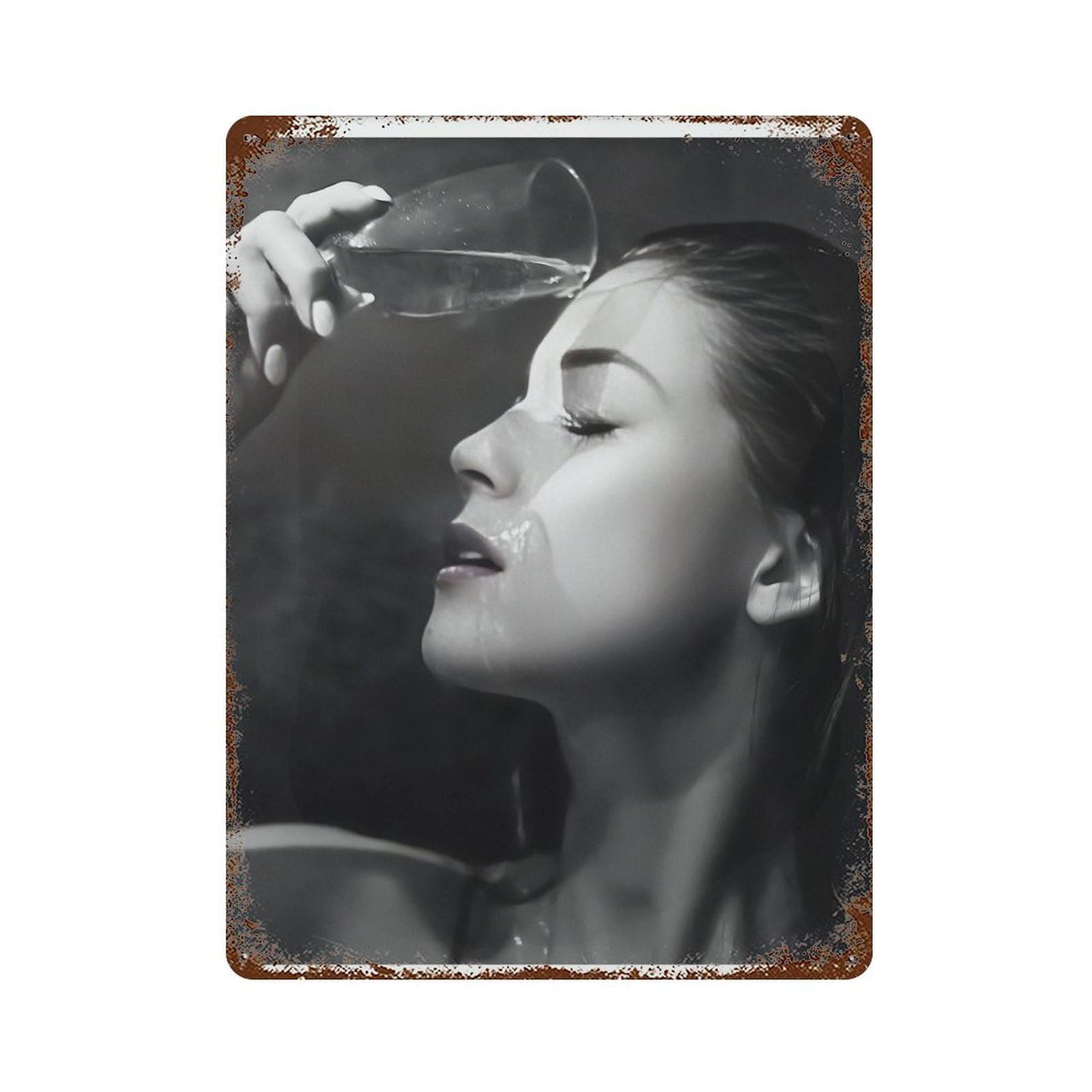 xiaoxiaoshen Woman Drinking Wine Poster1 Wall Decor Art Metal Tin Poster Modern Home Decor Art Home Bar Shop Decorations Vintage Sign 40x30cm