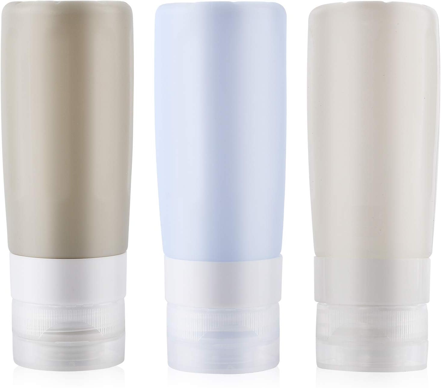 YISEA Travel Bottles, Travel Containers For Toiletries 3oz Leakproof Silicone TSA Approved Travel Size Refillable Squeezable Bottles for Shampoo Conditioner Lotion Face Body Wash (3 Pack)