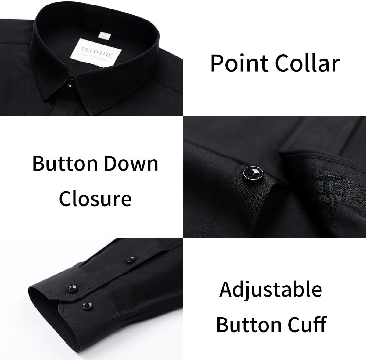Mens Stretch Dress Shirts Long Sleeve Button Down Formal Business Shirt