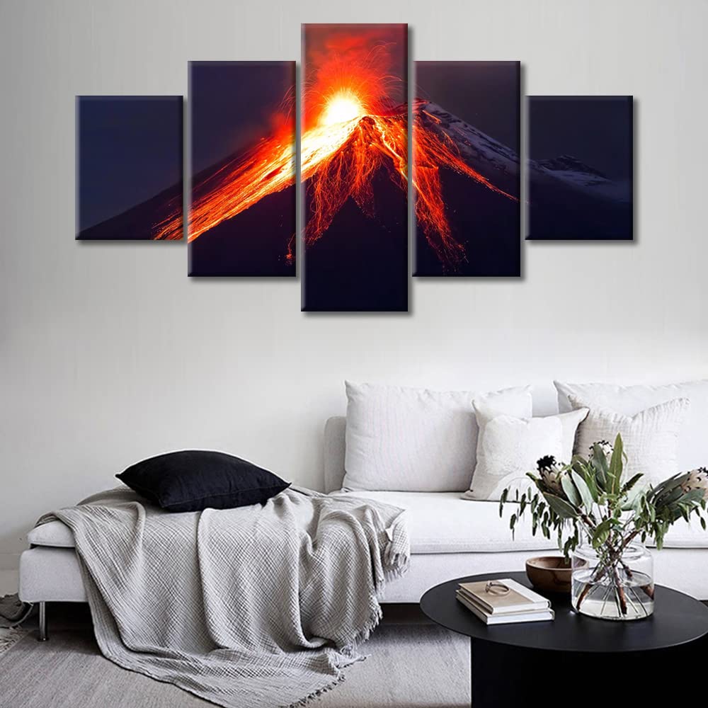 Amazon.co.jp: 5枚 キャンバス ウォールアート 火山 噴火 ポスター