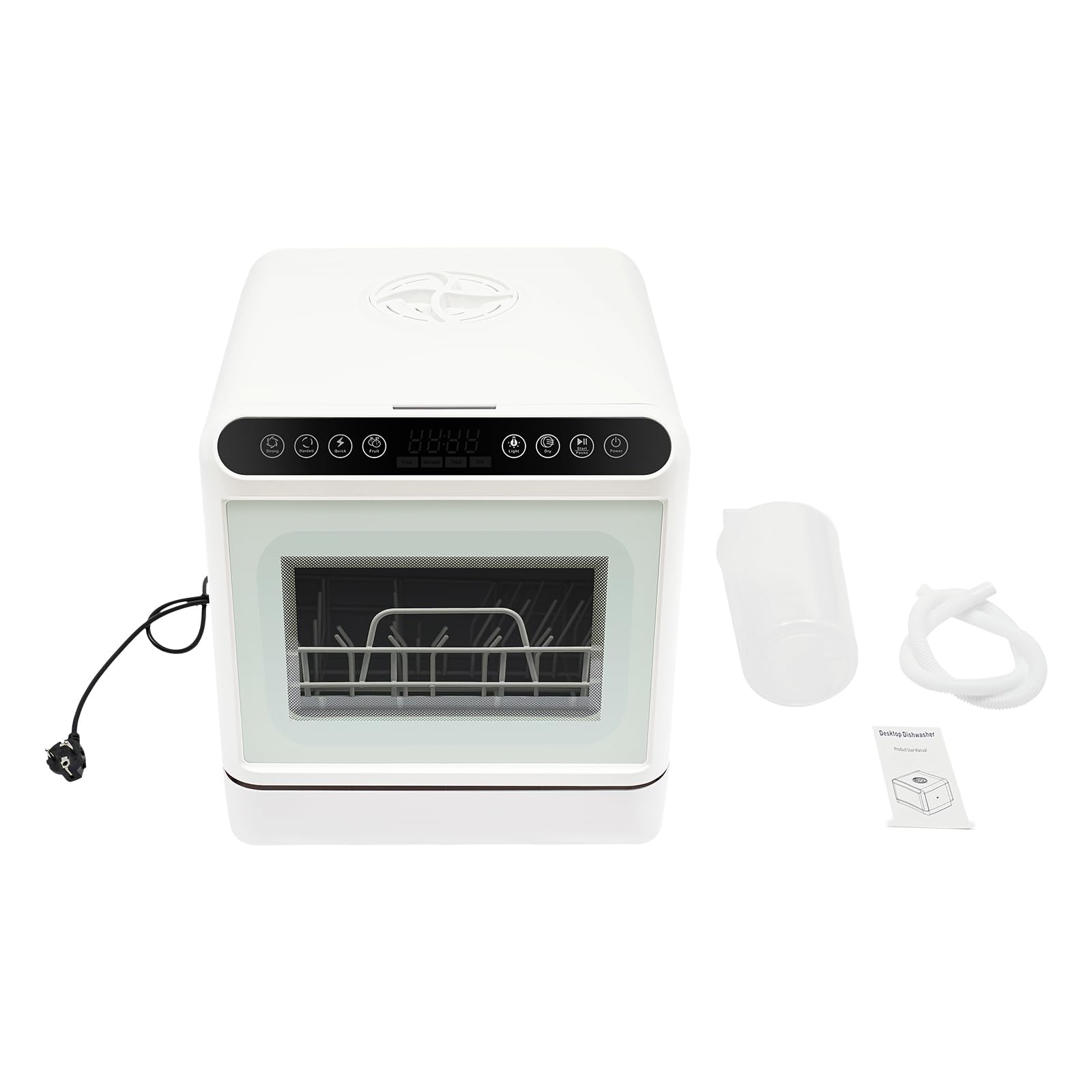 Zmywarka stołowa 6 l, mini zmywarka do naczyń, 1100 W, mała zmywarka do naczyń, 72 °C, higiena wysokotemperaturowa, 4 programy, zmywarka stołowa do mieszkań, na kemping, do kamperów, biała