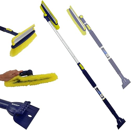 Miniatura 2 de MICHELIN Cepillo de nieve extensible ultra resistente de 43 a 63 pulgadas para camiones, cabezal giratorio XL, escoba de parabrisas para automóvil,