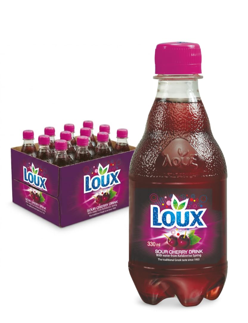 Loux | Greek Soft Drink | Sour Cherry | Pack of 12 | 330ml