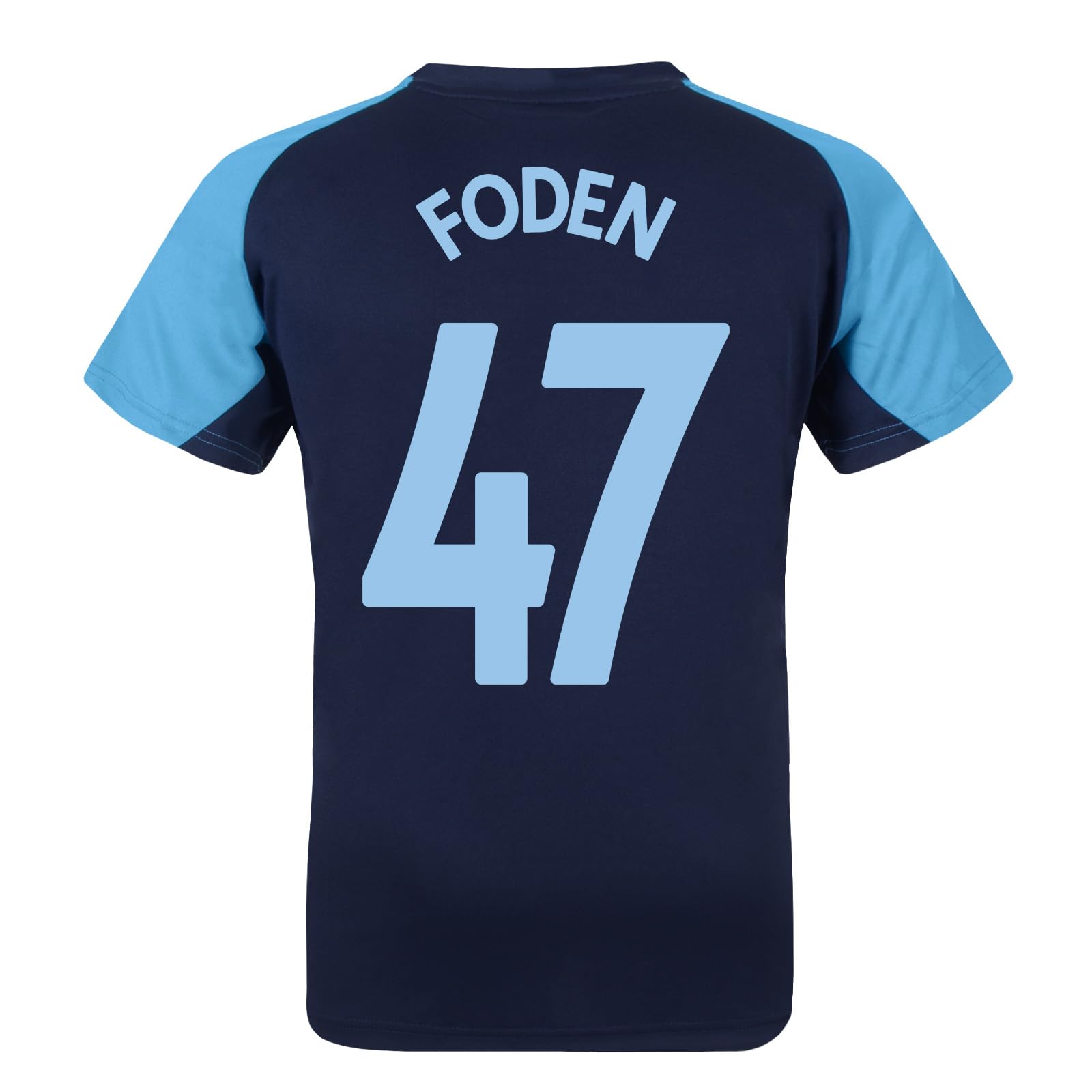 MANCHESTER CITY FC Boys Foden 47 Poly T-Shirt Navy Blue 6-7 Years