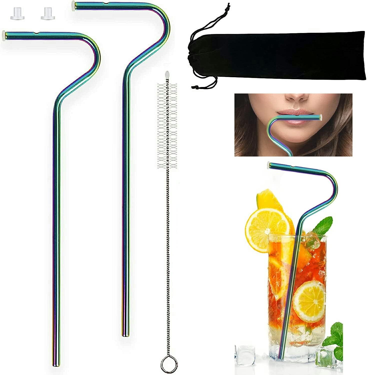 Anti Wrinkle Straw 2pcs,Lip Straw for Wrinkles,Reusable